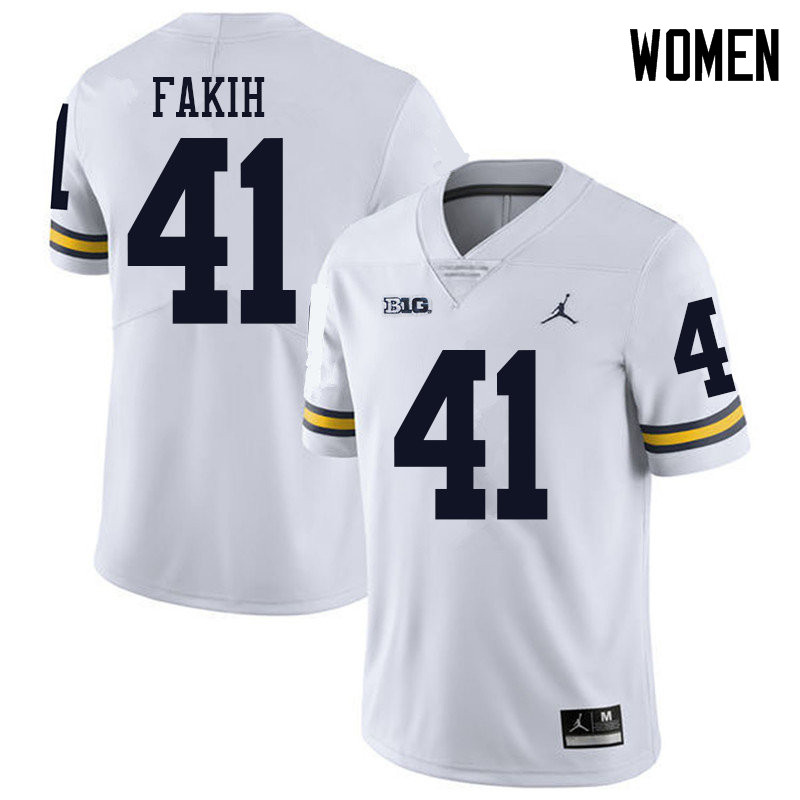 Jordan Brand Women #41 Adam Fakih Michigan Wolverines College Football Jerseys Sale-White